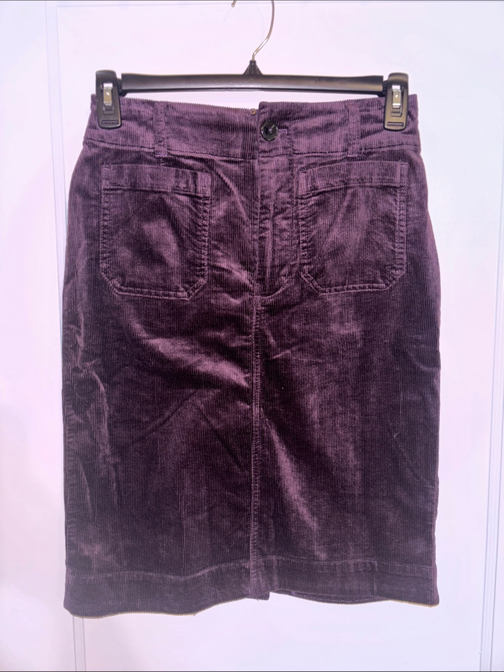 Maeve Corduroy Pencil Skirt in Deep Plum